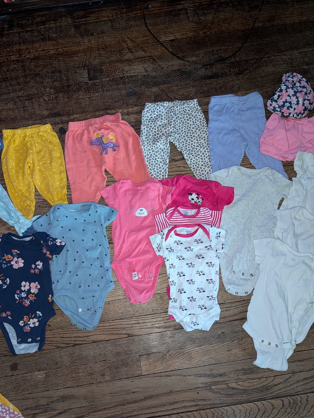 Carter's Mixed Pink, Coral, Yellow, Blue & Navy Baby One-Piece Bodysuit Lot